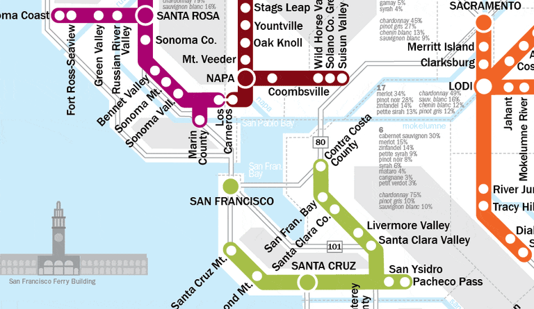 Metro Wine Map of California – De Long