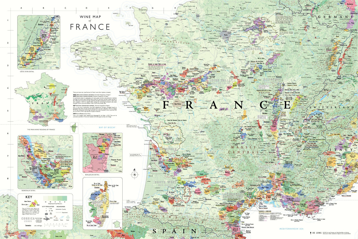 Wine Map of France | De Long